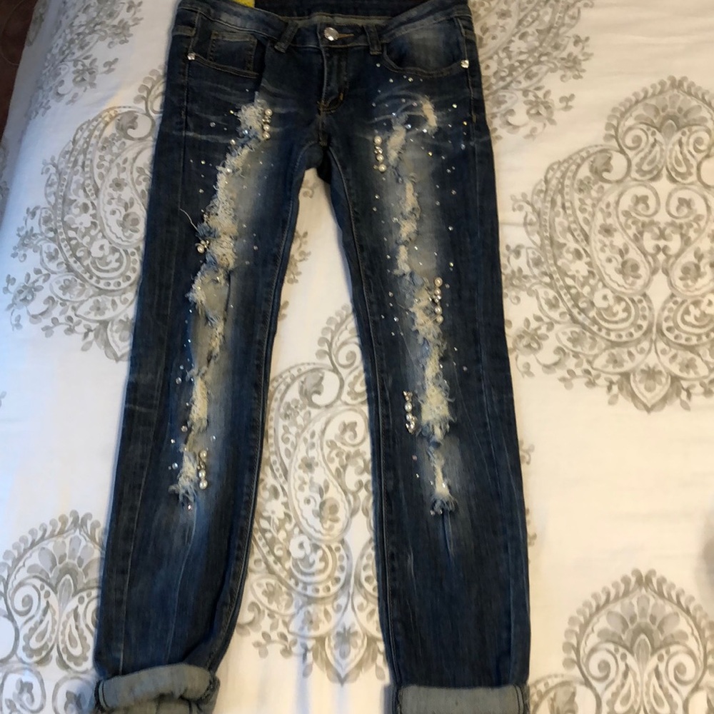 Distressed Jeweled jeans